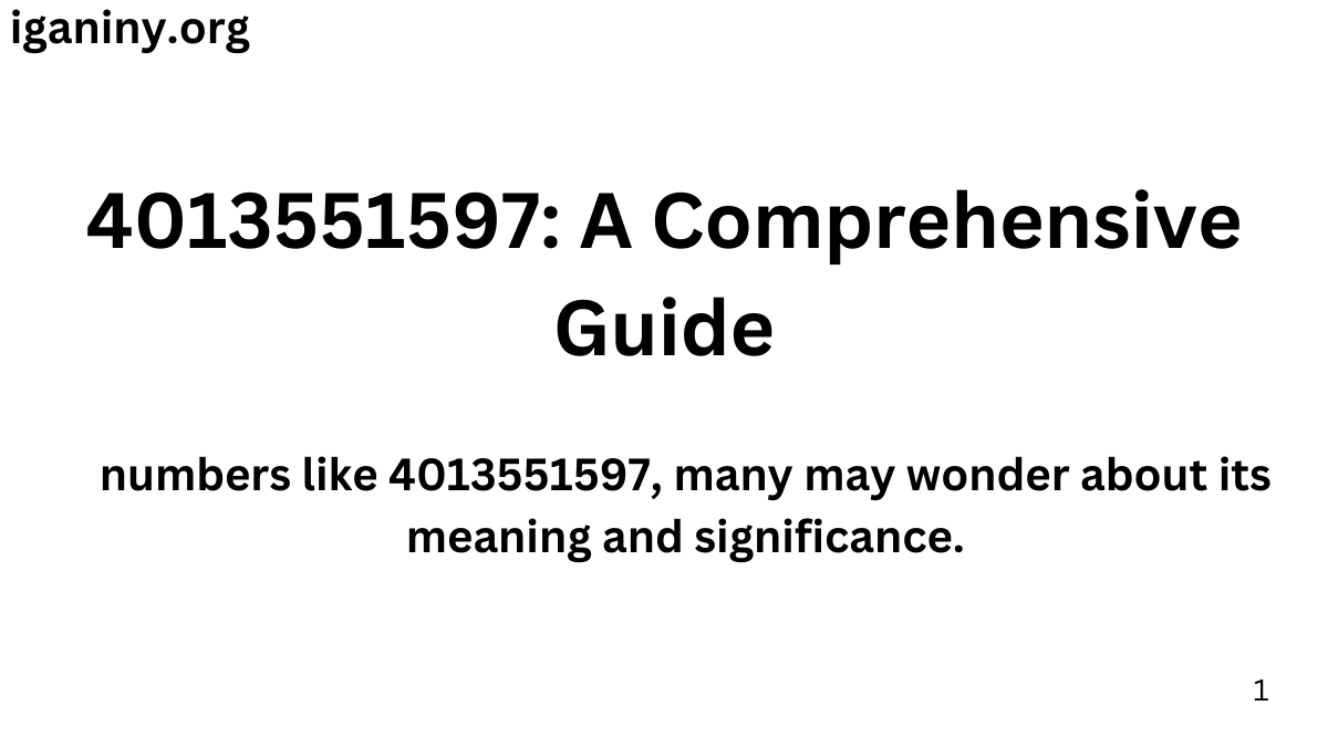 4013551597: A Comprehensive Guide